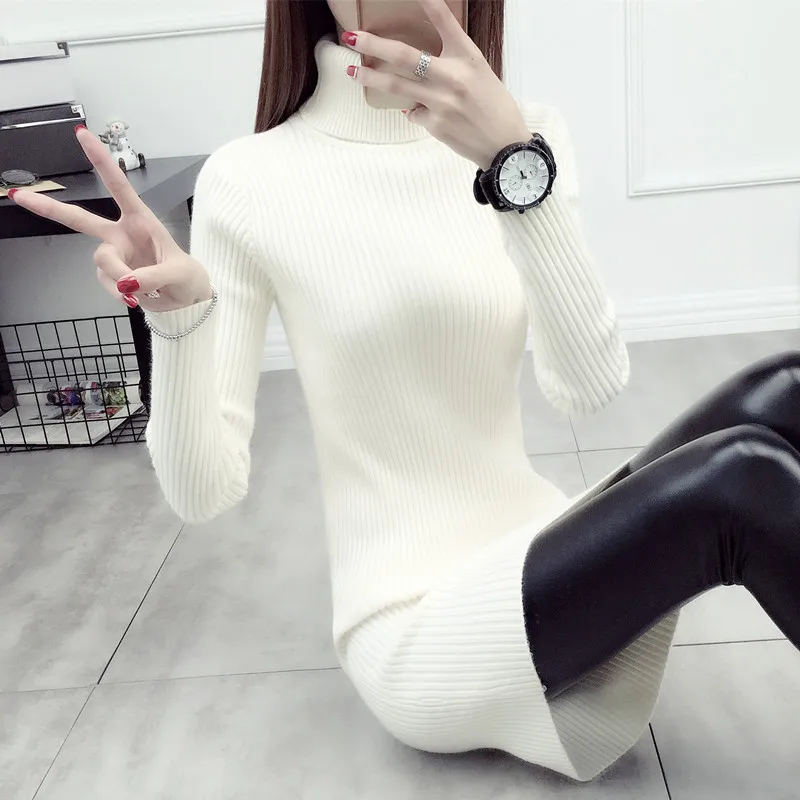 Водолазка пуловер зима Корейская мода осень длинный свитер женская одежда 2020