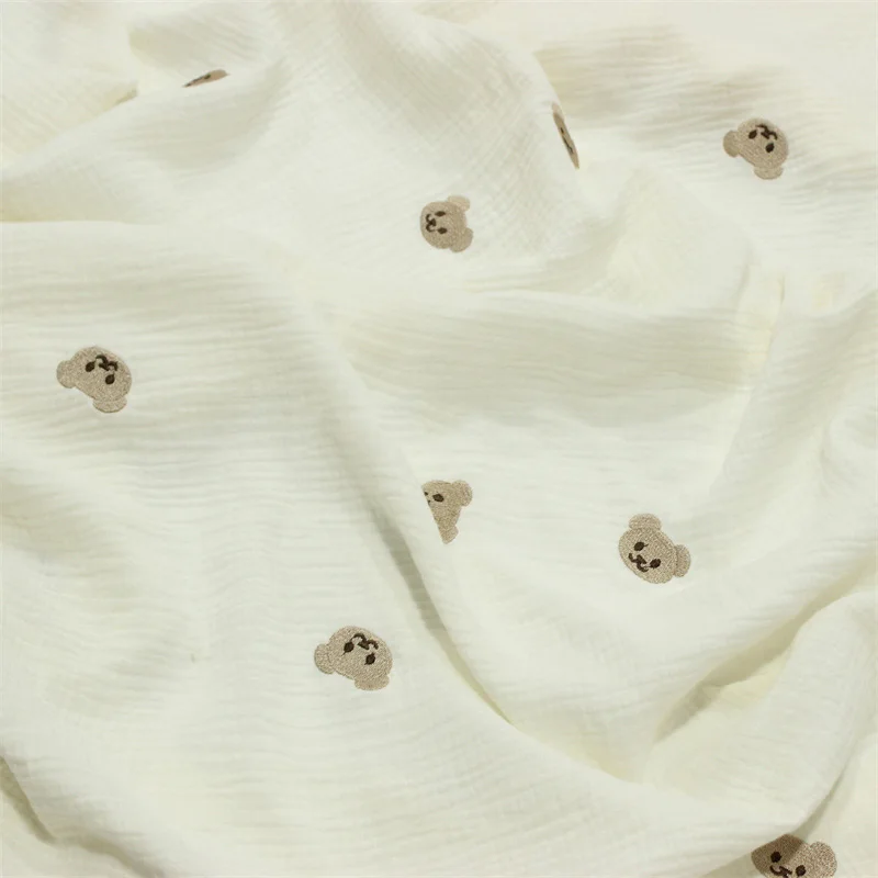 Дешево 100*135 см медведь двойная Марля 100% хлопок ткань для детской одежды/одежда для сна/рубашки/юбка Роскошная