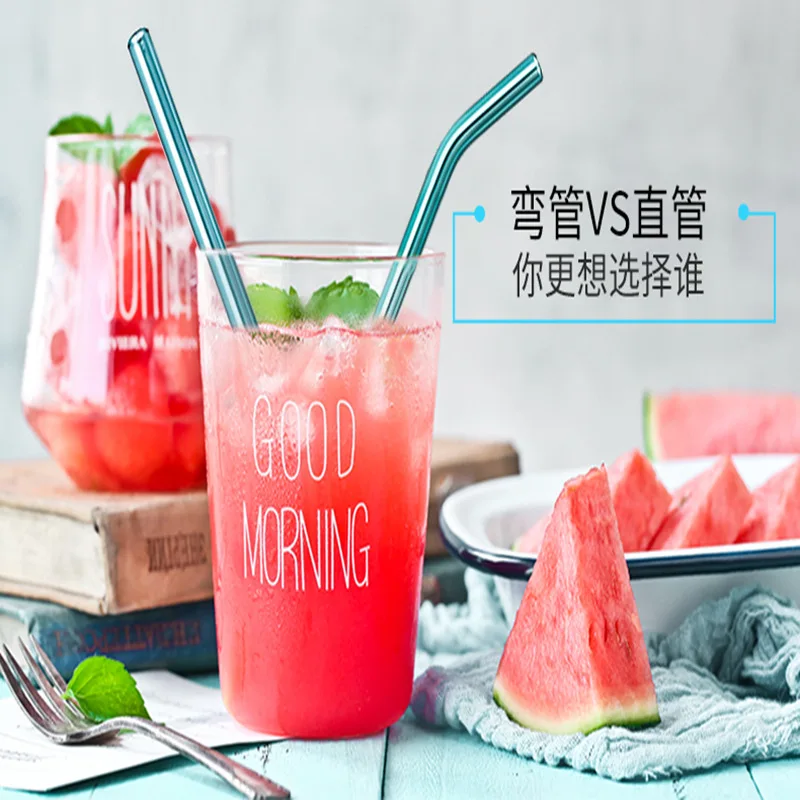 5 шт./лот креативно окрашенная прозрачная стеклянная соломка термостойкая