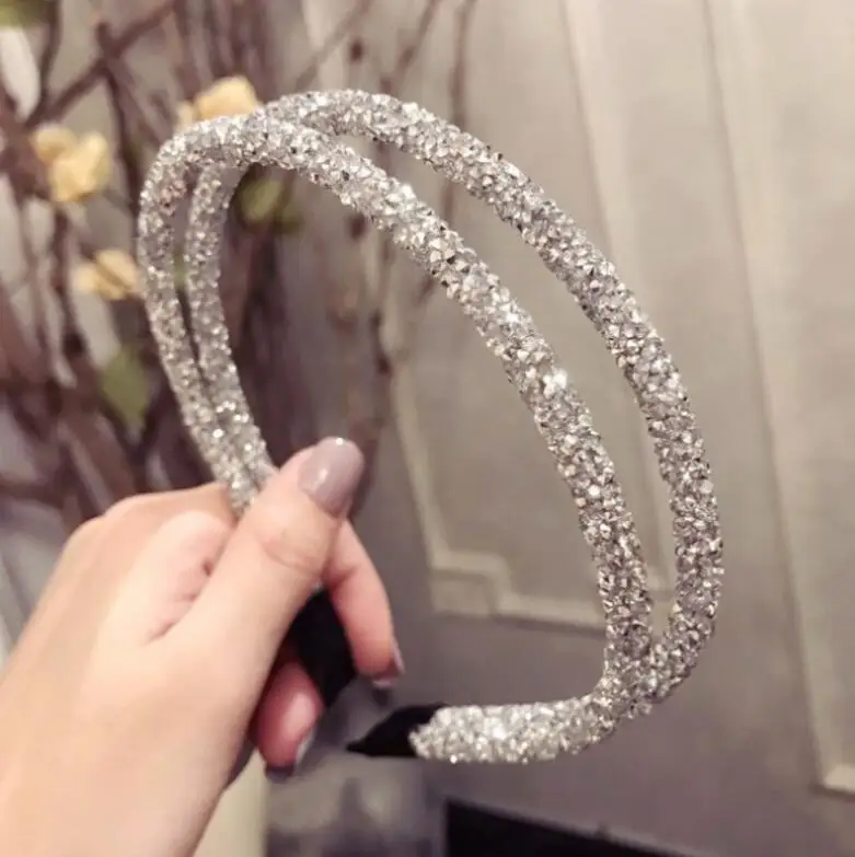 Модные shiney кристально прозрачный мягкий лента для волос женщин Стразы лентой