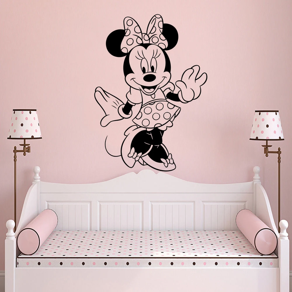 

Disney Minnie Mouse Wall Sticker Art Decal Cartoon For Girls Room Kids Nursery Bedroom Accessories Removable Vinyl Home Decor