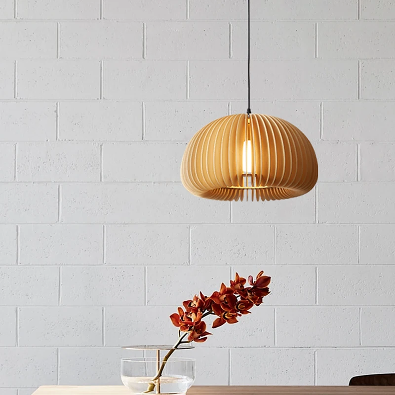 Винтажная ресторанная люстра японского стиля ретро для спальни, деревянная лампа искусства, творческое жилье, учебная среда, средневековая древняя тыква.