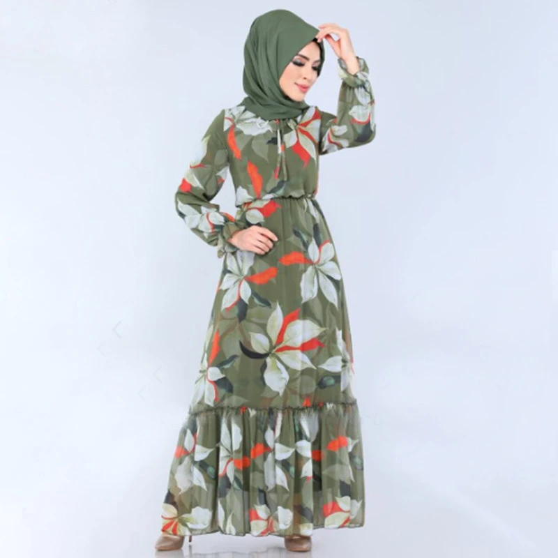 WEPBEL марокканский кафтан печати арабский из Дубая мусульманское длинное платье