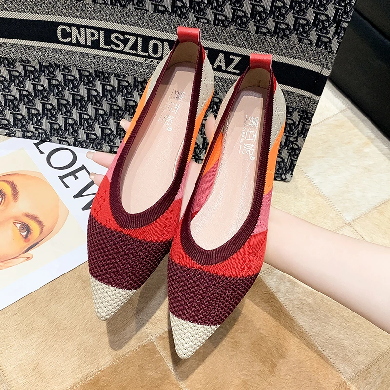 

Breathable Women Flats Shoes Lightweight Ballet Shoes for Women Comfortable Mixed Color Pointed Female Footwear Zapatillas Mujer