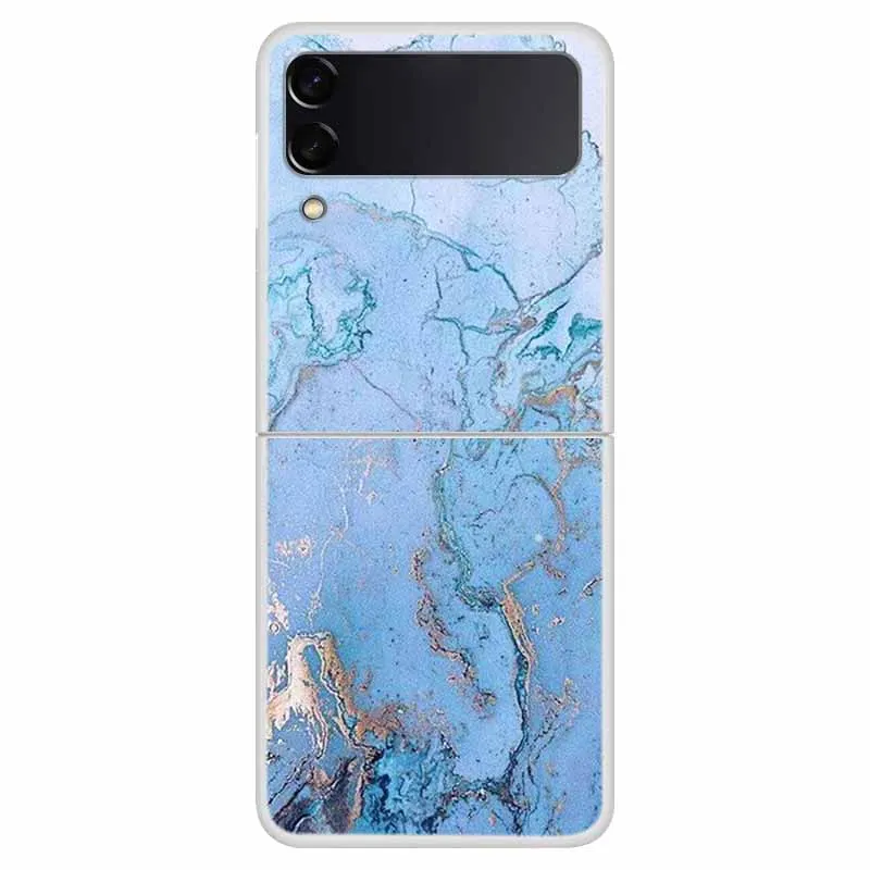 For Samsung Z Flip3 Case Fashion Fold Cover Hard PC Case For Samsung Galaxy Z Flip 3 Case Foldable Coque Shockproof Marble Funda