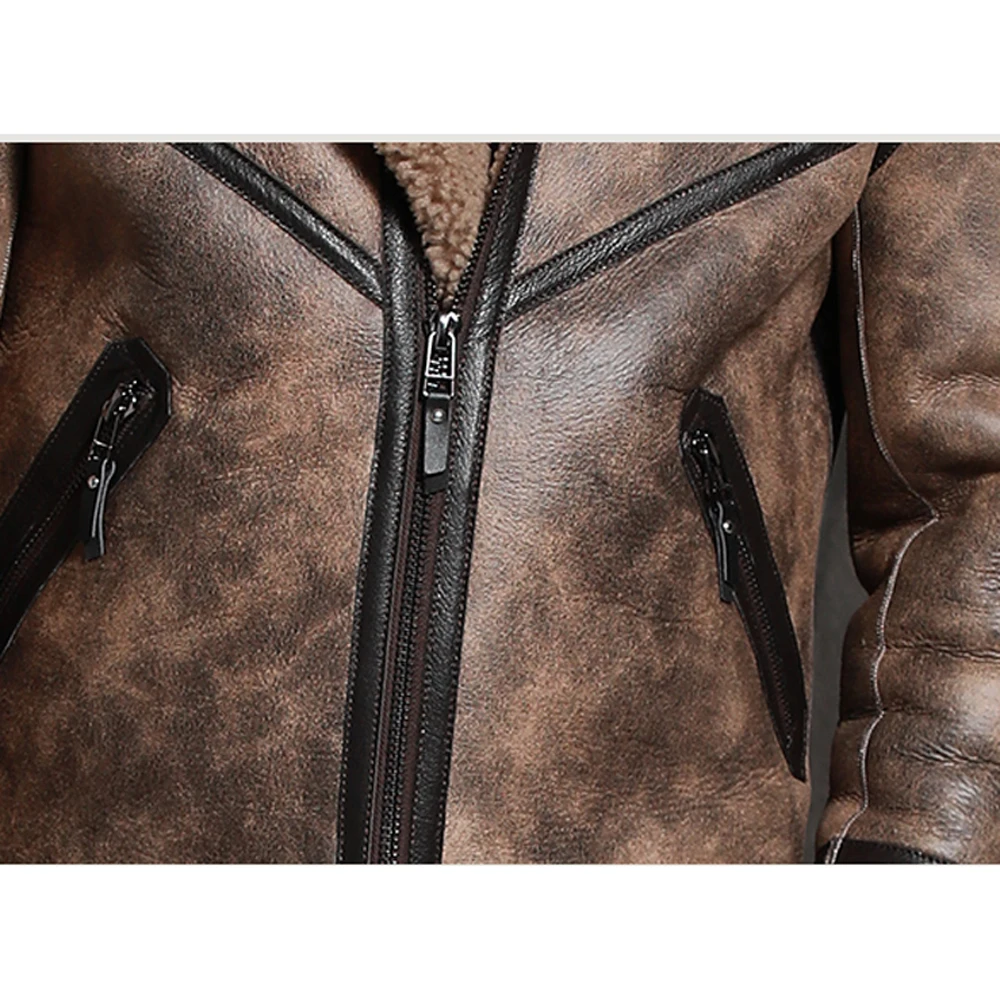 SANI 2019 Новинка джунгли коричневая овчина Мужская Зимняя Толстая теплая пальто