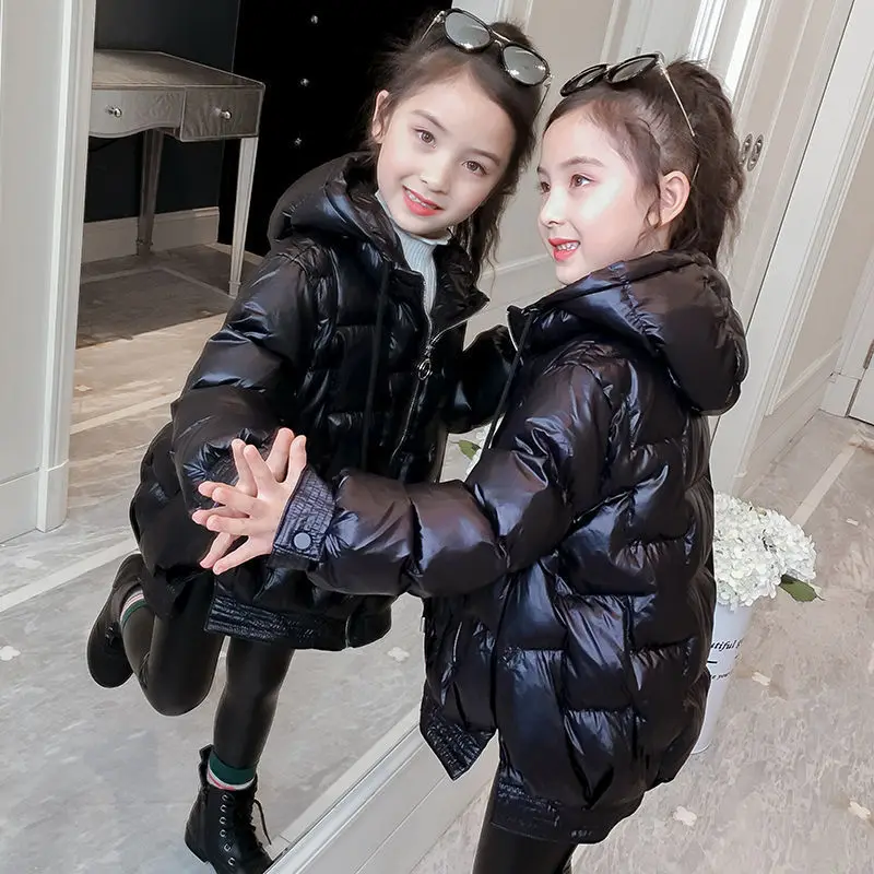

Girls Thickness Glossy Waterproof Cotton-Padded Coat Children Winter New Warm Jackets Cotton Snow Wear Kids Thickening Outwear