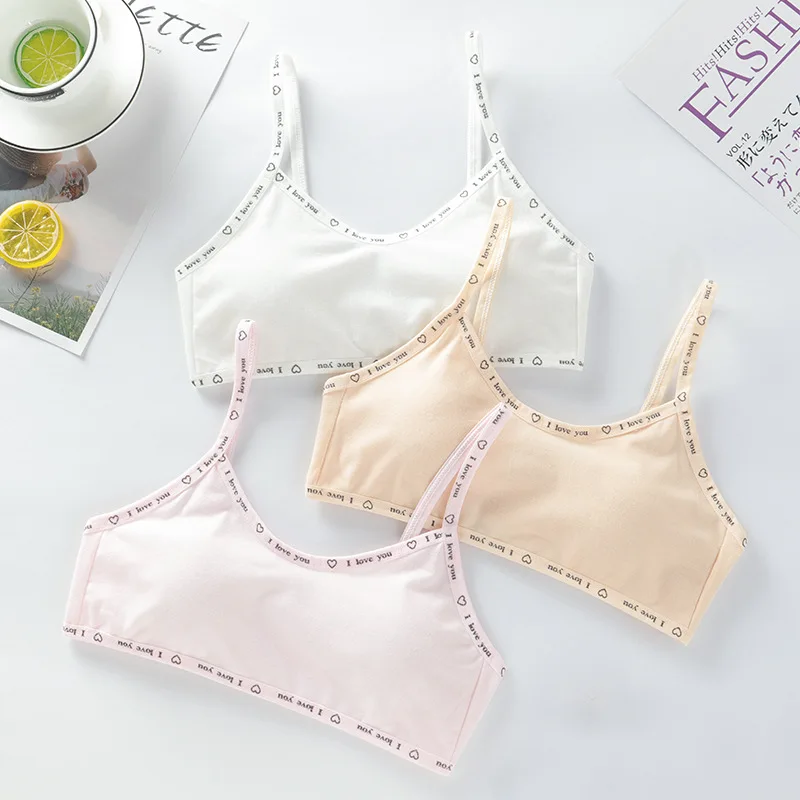 

2pcs Teenage Young Girls Training Bra Puberty Kids Cotton Bra Top Clothes Kids Girl Underwear Clothing 10 to 16 year old girl