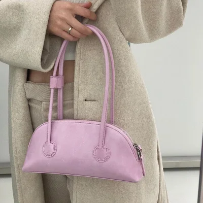 

PU Leather Women Hobos Baguette Handbags Simple Design Ladies Small Underarm Shoulder Bags Tote Clutch Female Fashionable Purses