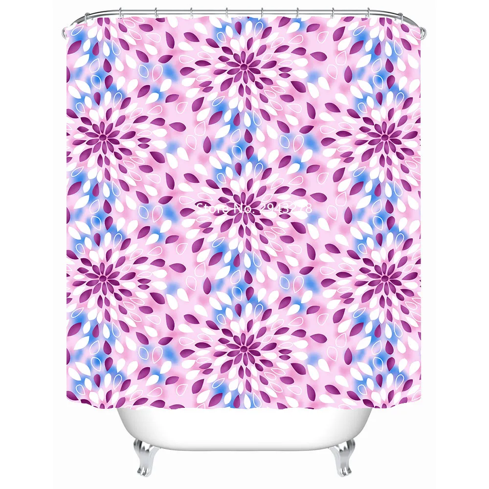 

Fresh Flower Series Design Waterproof and Mildewproof Washable with Hook Warm Pink Shower Curtain Home Bathroom Decoration