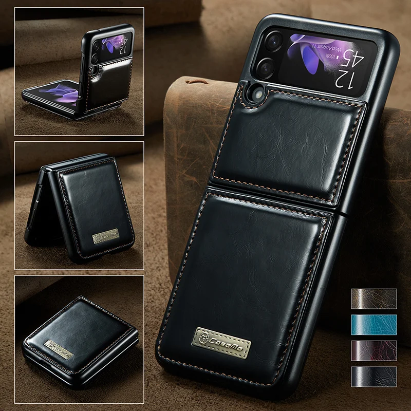 

Folding Leather Case Cover For Samsung Galaxy Z Flip 3 Phone Cover Full Protection Folding Case for Galaxy Z Flip 3 5G