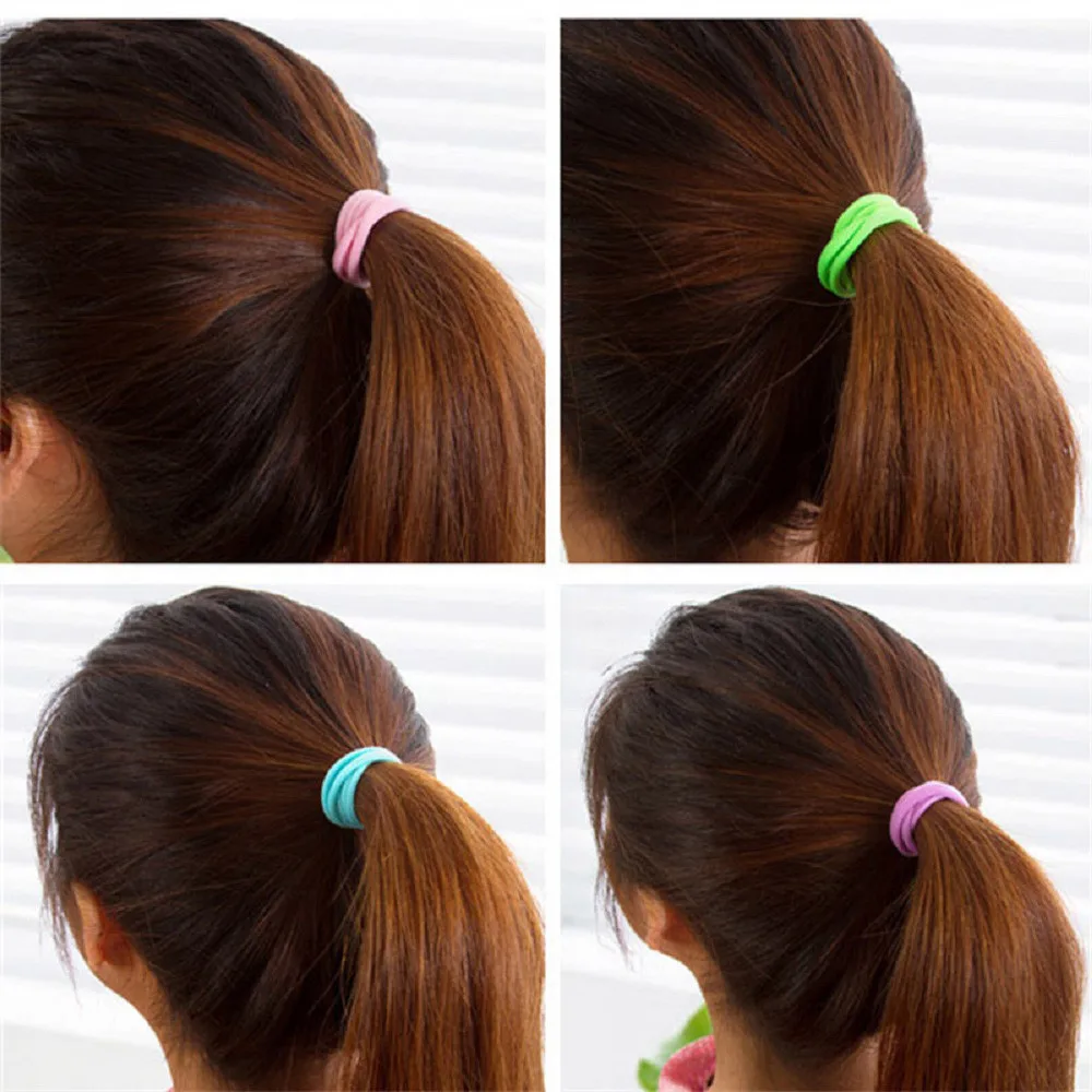 

50 pcs Fashion Women Silk Solid lowest Ponytail Holders Cute Hair Band price Girl Elastic Hair Ties Band Rope Ponytail Bracelet