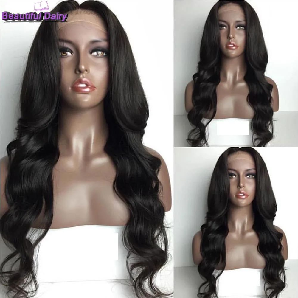 Beautiful Diary Long Black Wigs Futura Hair 13x6 Synthetic Lace Front Wig With Natural Hairline Gluesless Wigs For Women