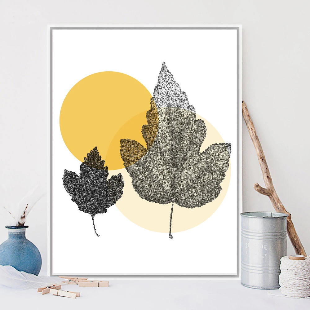 

Abstract Leaves Poster Minimalist Canvas Painting Wall Art Pictures for Living Room Gallery Nordic Modern Home Decor