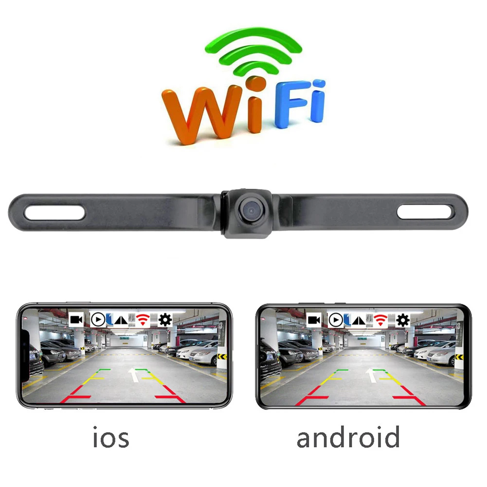 

Backup Camera Car Wifi Wireless License Plate IP67 Waterproof Parking Wide Angle Vehicle HD 720P Accessories Reversing Rear View