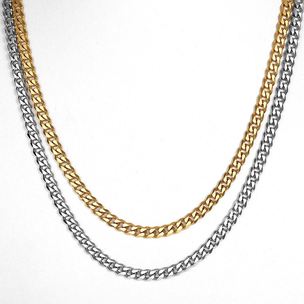 2 шт. 5 мм золотистого и серебряного цвета ожерелье из нержавеющей стали для