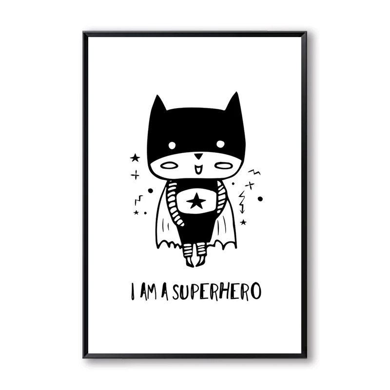 Мультфильм питомник супергерой панда лев ребенок стены искусства холст картина