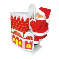 santa claus climbing chimney doll electric toy with music children santa claus christmas new year decoration ornaments toy gifts