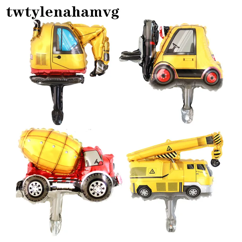 

Mini Size Yellow Cartoon Engineering Vehicle Aluminum Film Balloon Children's Day Boy Girl Party Gift Toy Shop Decoration Props
