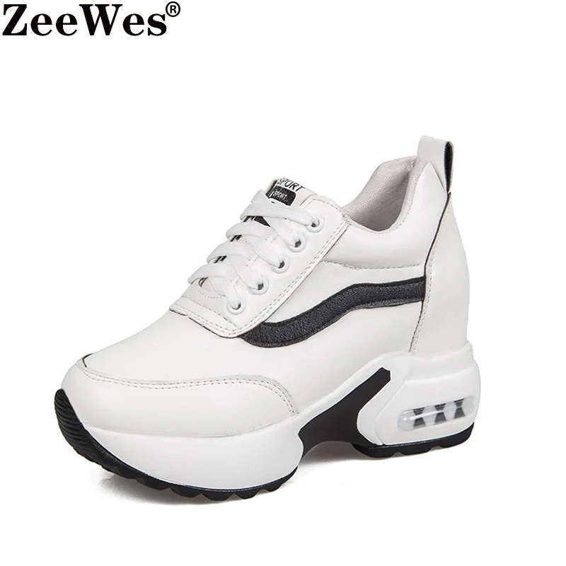 

New Women Vulcanized Shoes Casual Wedge Platform Elastic Band Spring Autumn Increasing Air Cushion Shoes Ladies Sneakers Female