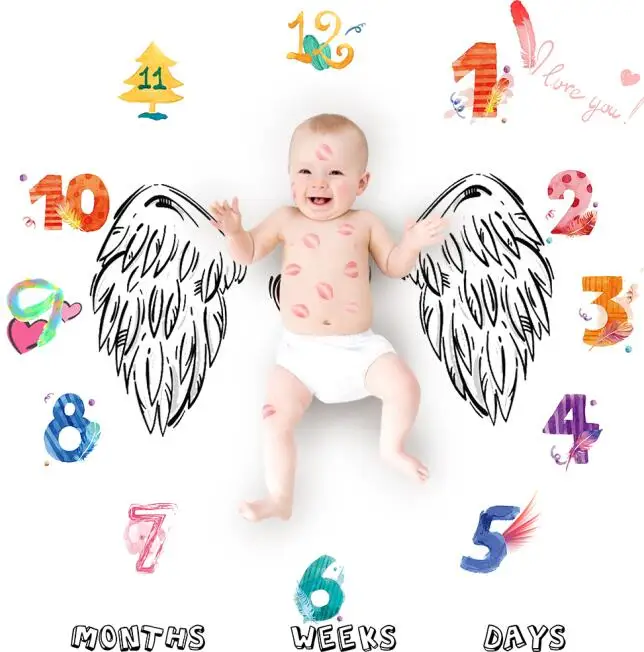 wing number Puseky для новорожденных Детские Мягкий хлопок Одеяло s младенцев Цветочный принт веху Одеяло коврик опора на рост фото - Цвет: wing number