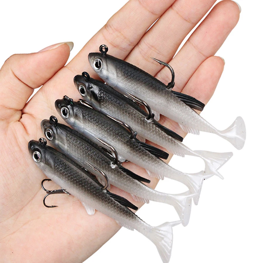 

5pcs For Winter Fishing Lures Sea Bass Wobblers Artificial Bait Soft Lure Silicone Bait Lead Jig Fish Carp Pesca Tackle Swimbait