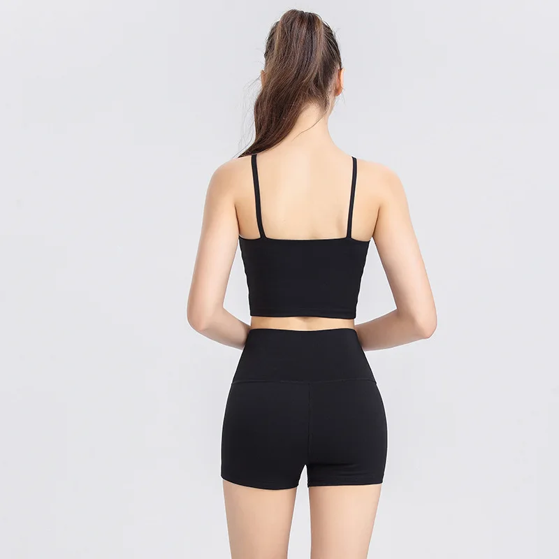 

New Yoga Clothing Set Women's Tight Tank Top Shorts Set Nylon High Elastic Running Sports Fitness Set Fashion Shorts
