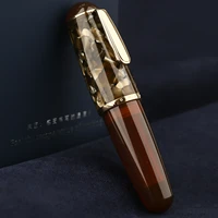 majohn q1 brown acrylic mini fountain pen resin portable ink pen iridium eff nib with box short writing gift pen set