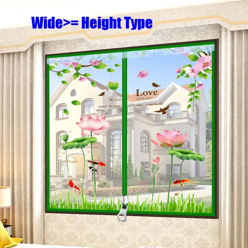 

Wide Beautiful Lotus Door Window Mesh Screen Zipper Opening Yarn Air Tulle Fly Mosquito Net Curtain Removeable Washable