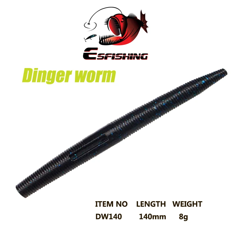 KESFISHING приманки рыболовные мягкие в виде червей 10 шт 14 см 8g Дингер червь 5 &quotLeurre