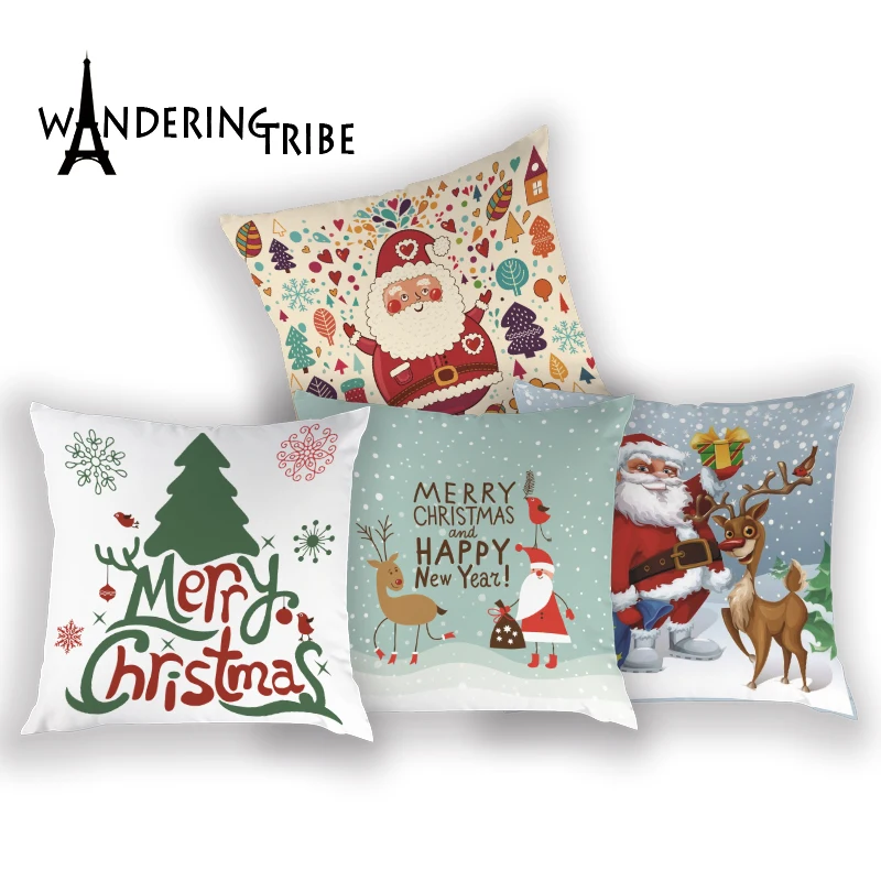 Рождественские украшения чехлы для подушек подушки с Санта Клаусом 45x45