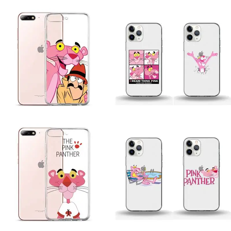 

playful pink panther Phone Case Transparent for iPhone Samsung A S 11 12 6 7 8 9 10 20 Pro X XS Max XR Plus lite Clear