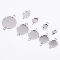20pcslot charms necklace pendant setting stainless steel blank cabochon base tray bezels bracelet for jewelry findings making