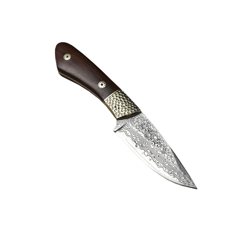 

Damascus Short Knife Outdoor Camping Knife Multilayer Folding Forging Forming Ornamental Knife Survival Knife Ebony Handle