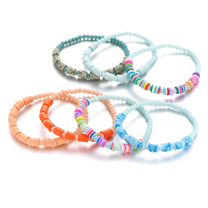 IYOE многоцветные мягкие глиняные браслеты для женщин Boho эластичный канат