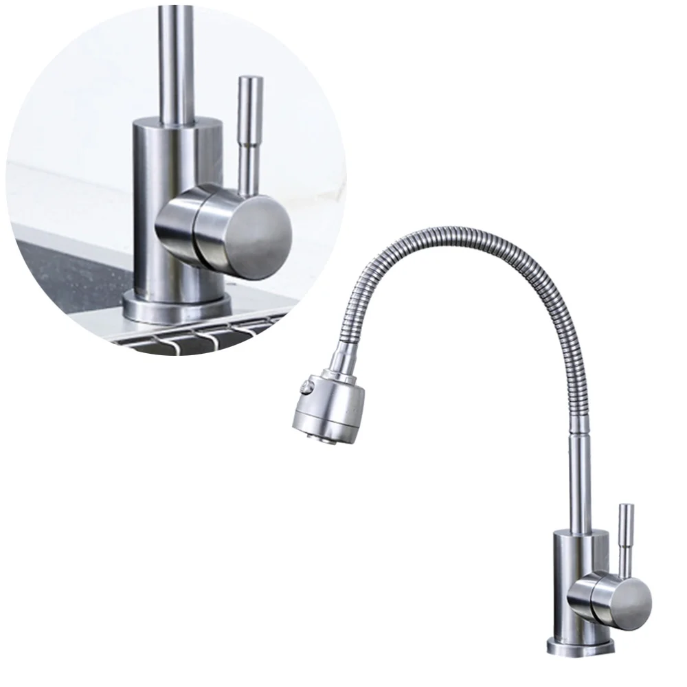 

Kitchen Faucet Universal Rotatable Single Cold Water Faucet Single Holder Single Hole Stainless Steel Kitchen Faucets Basin