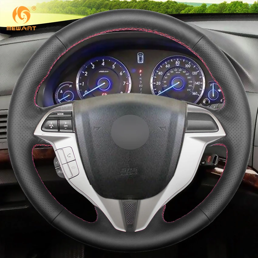 Черная крышка рулевого колеса из натуральной кожи для Honda Accord 8 Coupe 2008 2012 Crosstour 2010