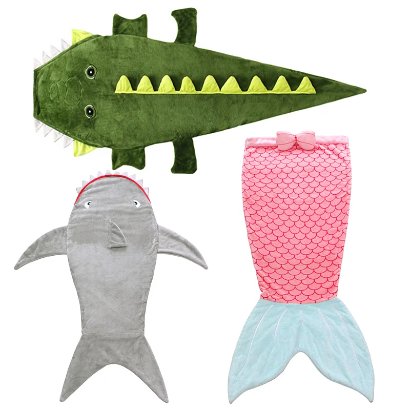 Детские спальные мешки Мультяшные акулы хвост русалки одеяло для защиты от