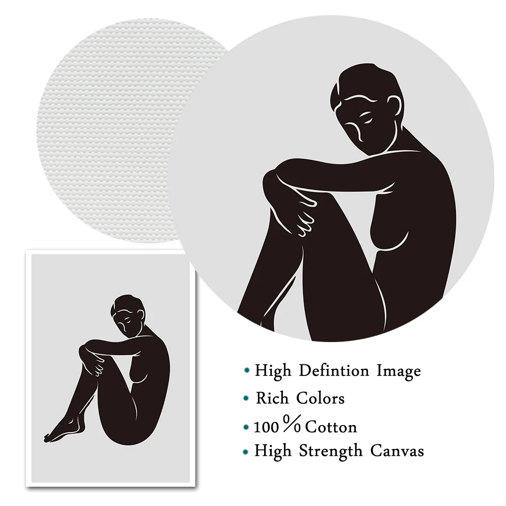 Абстрактный Женский постер для тела черно белое рисование линий минималистичный