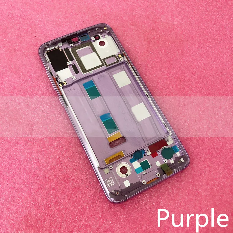 Purple Для Xiaomi 8 передний ЖК-корпус средняя рамка лицевой панели рамка+ Боковая кнопка для Xiaomi 8/M8/Mi8 запасные части с наклейками - Цвет: Purple