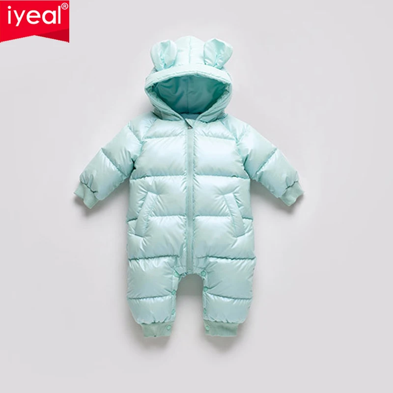 

IYEAL Baby Clothes Winter Hooded Down Rompers Warm Outfit Newborn Jumpsuit Overalls Waterproof Snowsuit Children Boys Clothing