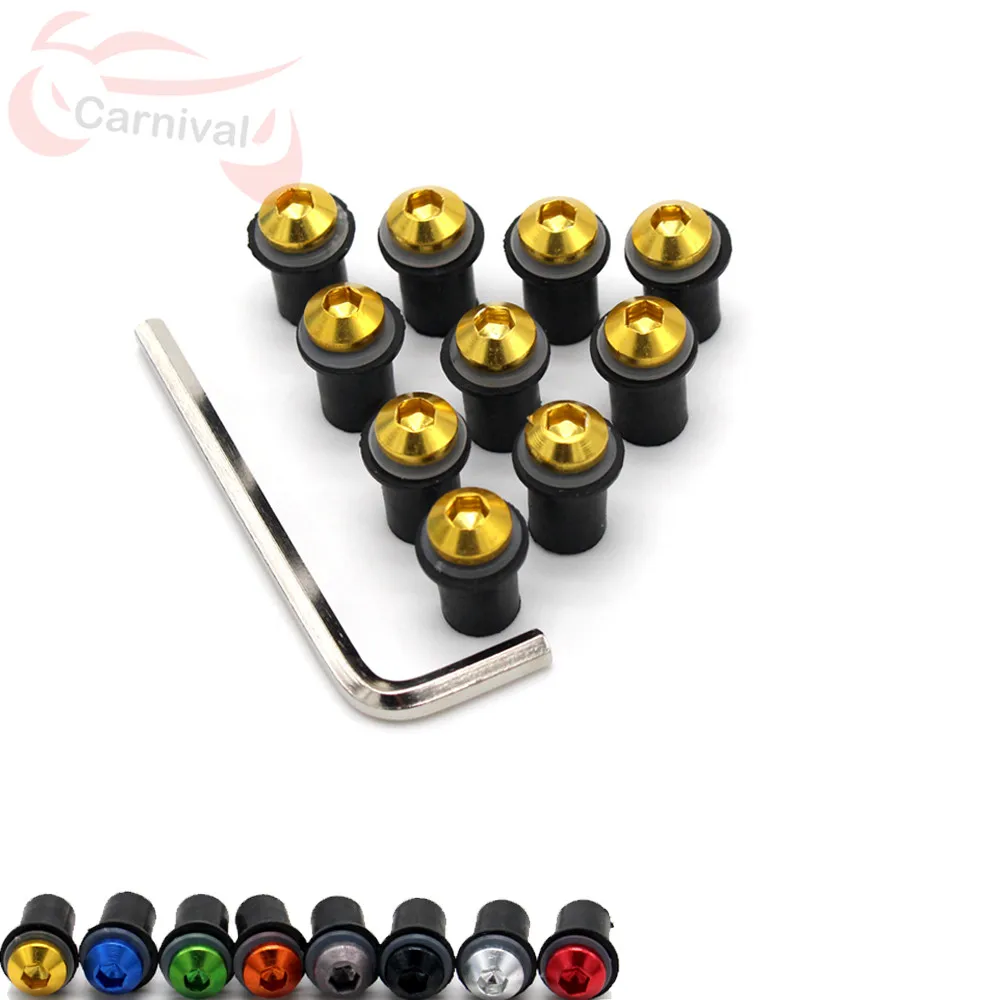 Motorcycle Windshield Nut Bolt Kit 5mm 10Ps Eight Colors For HONDA CBR 600 RR / F4I / F4 VFR 800 steed 1000RR CB1000R