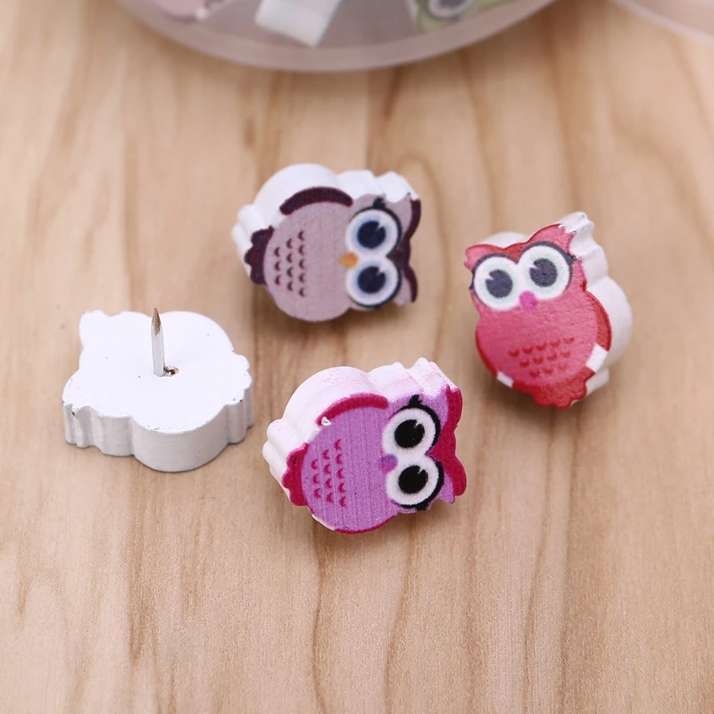 

30pcs Cute Owl Shaped Pushpin Fixed Wall Decorative Thumbtack Pins Office Supply C90C