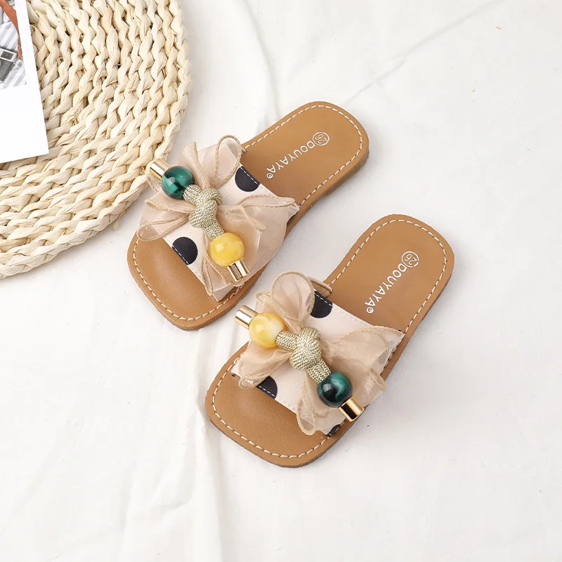 

Тапочки для девочек, детские, в горошек, дышащие, Нескользящие, износостойкие