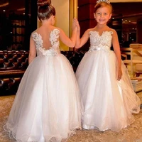 elegant white lace a line princess baby girls wedding flower girl dresss communication dresses 2021