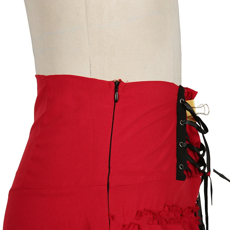 

Plus Size 3XL Red Black Shorts Women Gothic Steampunk Lolita Ruffle Lace Pumpkin Bloomers Woman Cotton High Waist Shorts Cosplay