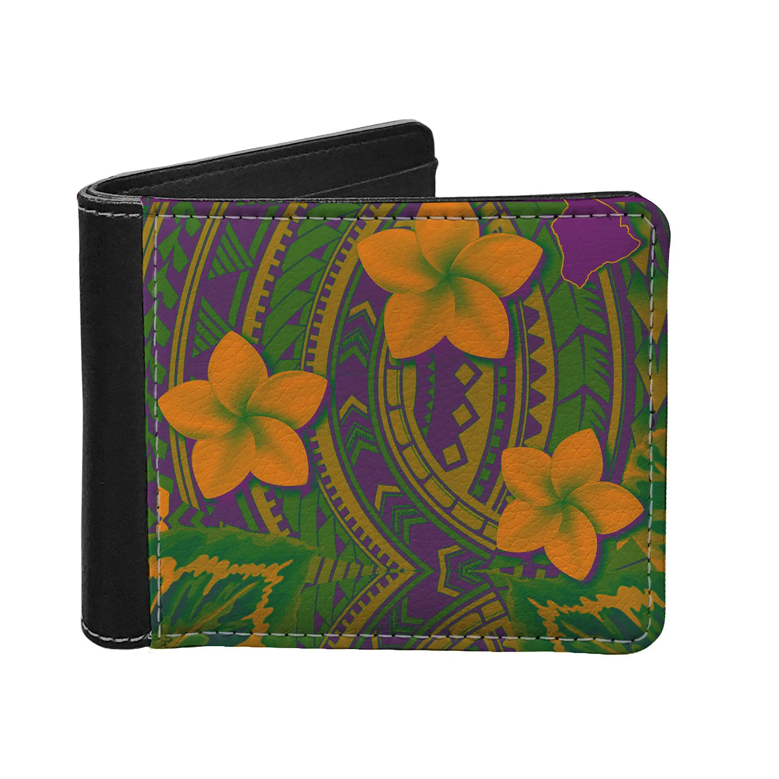 

HYCOOL Leather Wallet Fashion Men Coin Purse Small Card Holder Polynesian Tribal Male Walet for Friend Money Bag Multi-Function