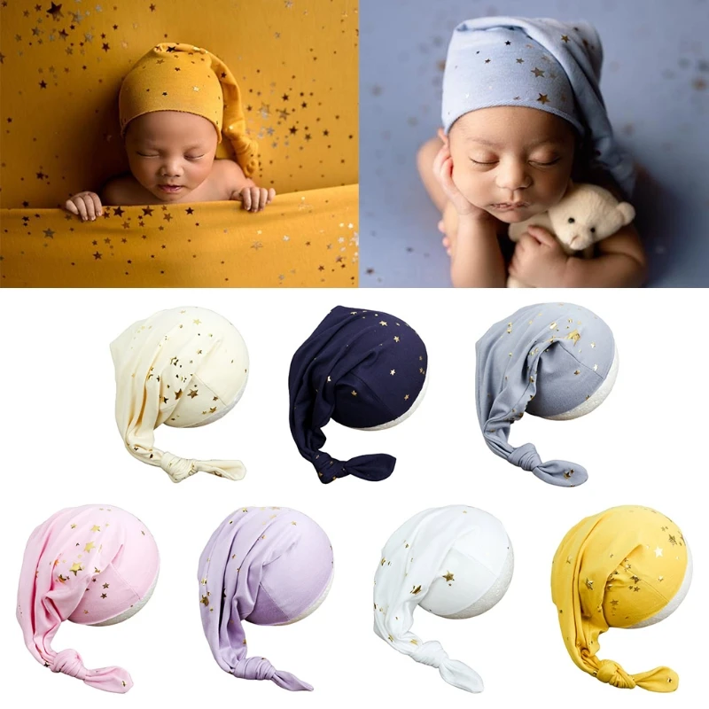 

Baby Knot Tail Starry Sky Hat Newborn Photography Props Infants Beanies for Photo Shooting Posing