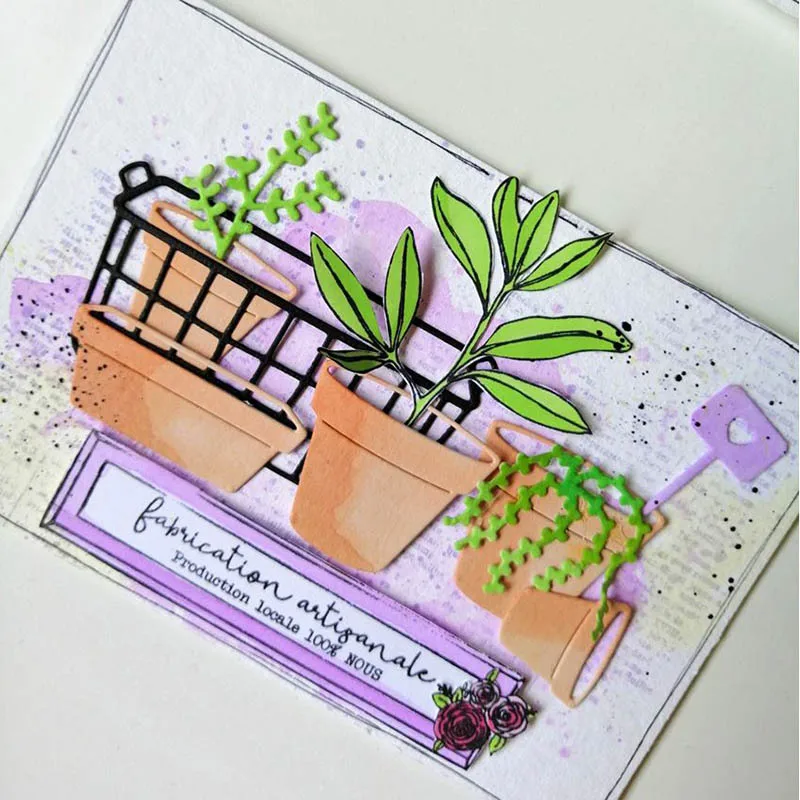 Металлические Вырубные штампы для растений в горшке сделай сам скрапбукинг