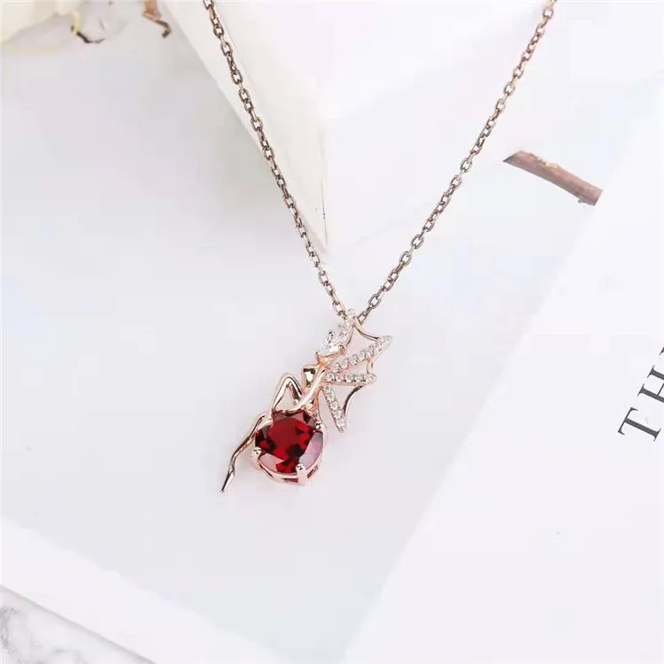 Pigeon blood 8mm Natural Garnet Pendant 925 pure silver exquisite gift gold jewelry jade necklace sterling | Украшения и